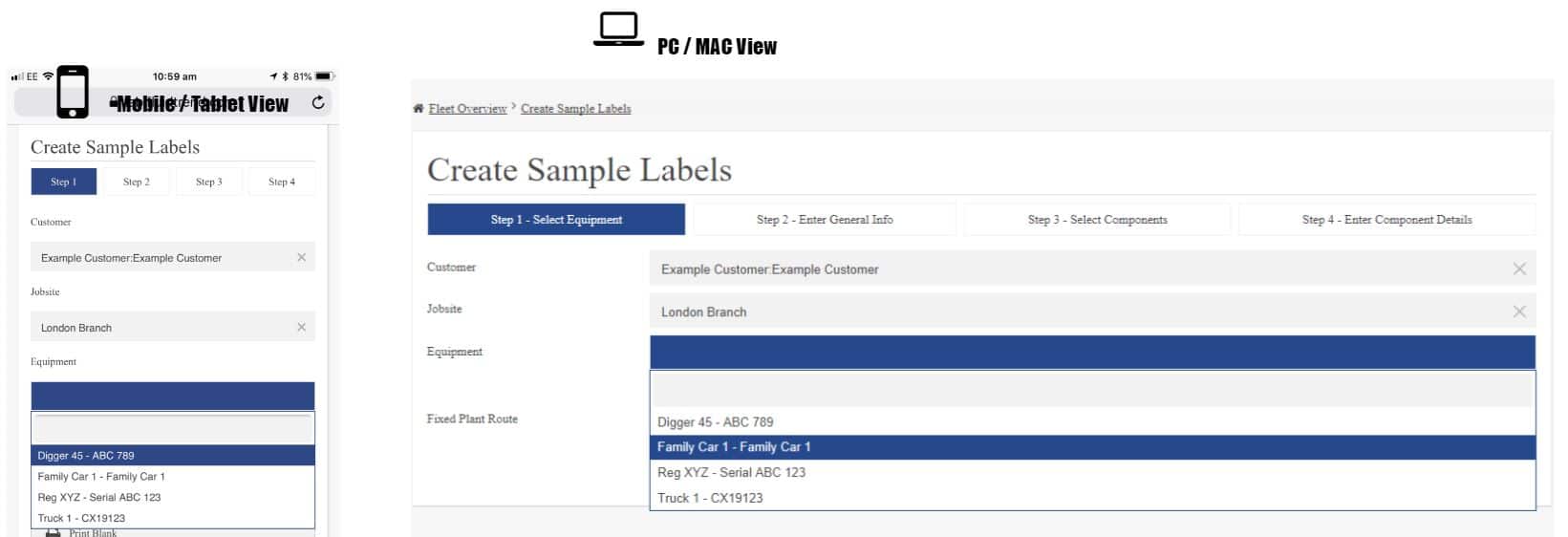 step 1 pre reg Pre register samples for already created machines/assets (create sample labels step 2 of 2)