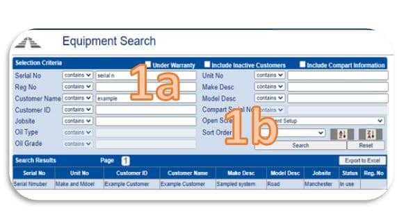 equipment search Correct a Machine Serial / Make and Model information