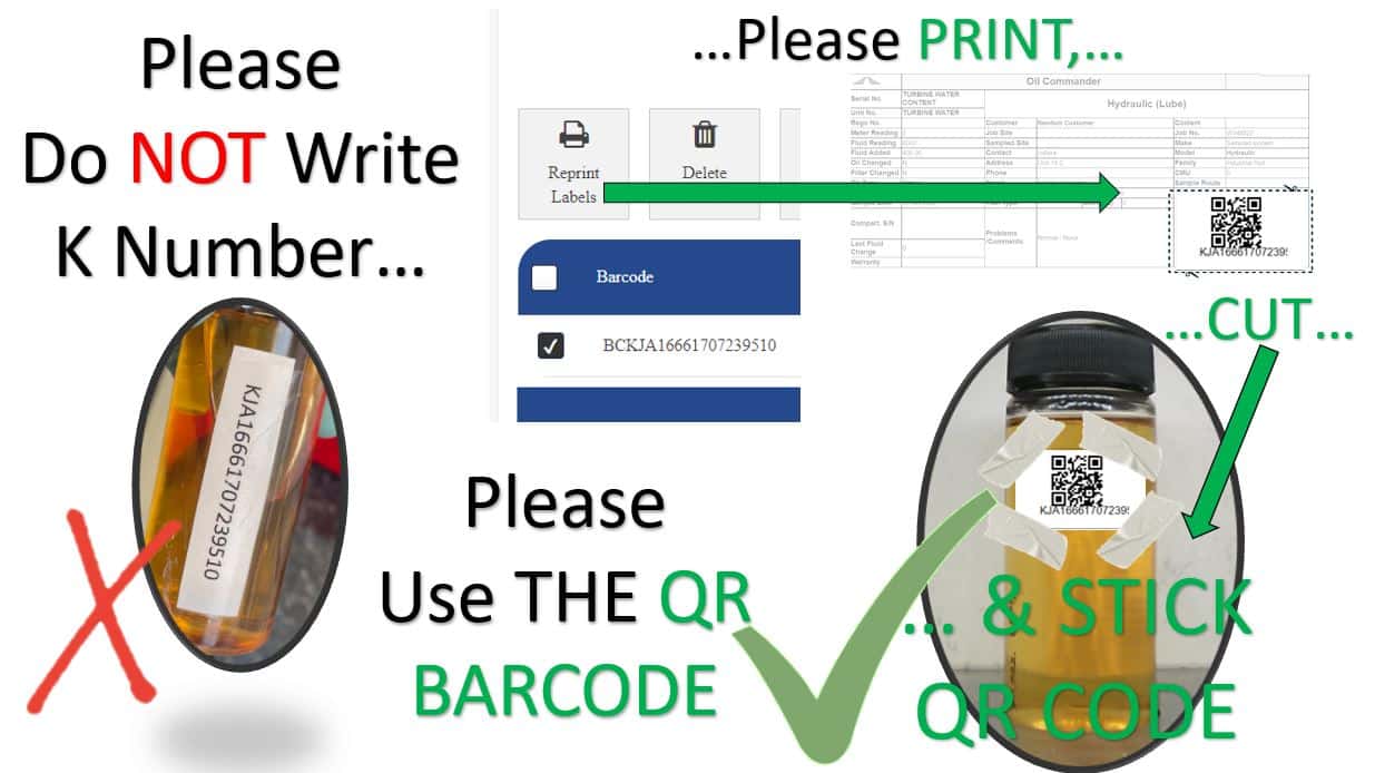 PLEASEprintbarcode Pre registering samples not in Oil Analysis Lab LubeWear bottles